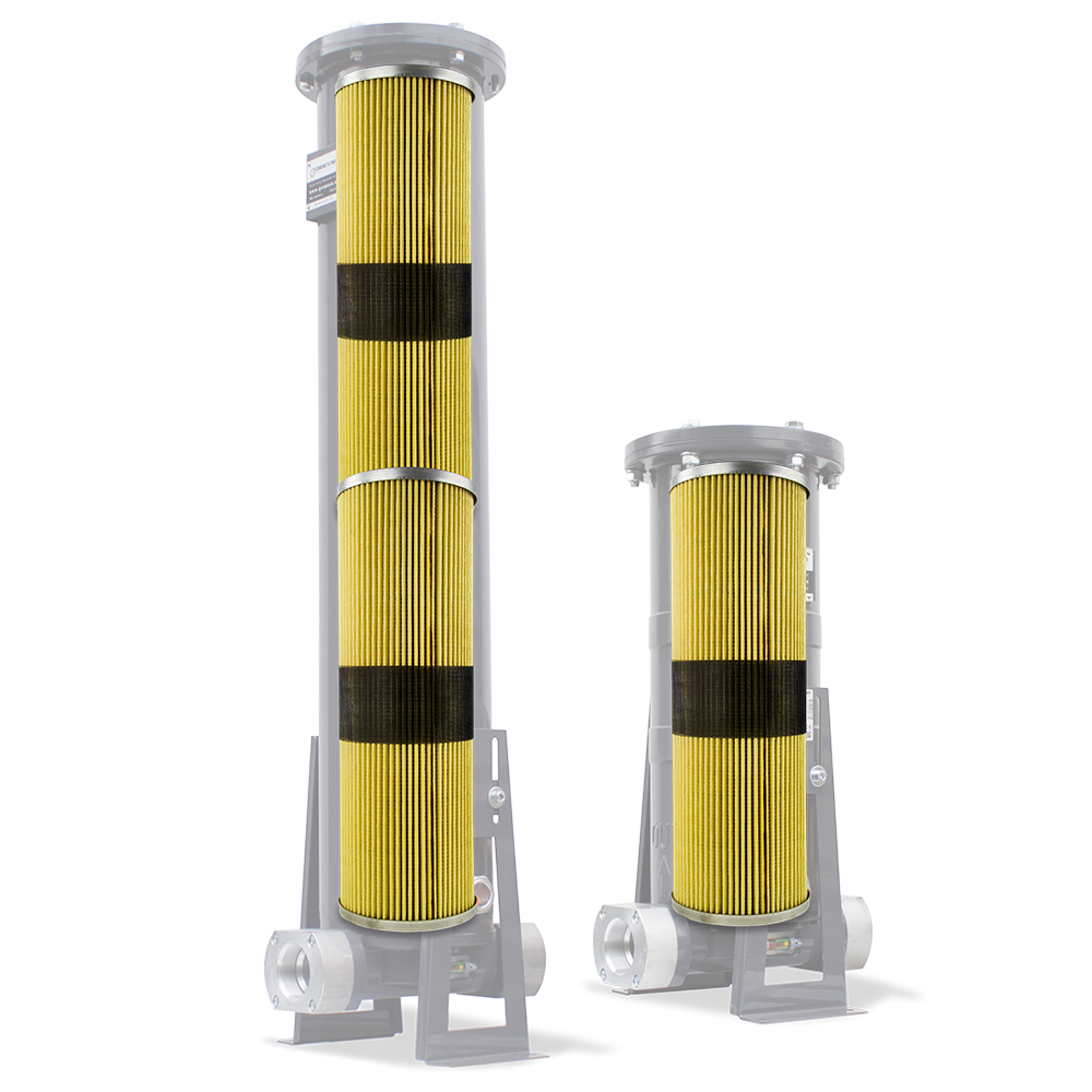 Microfiltros GESPASA FG com elemento filtrante amarelo de absorção de água